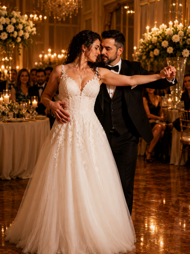Pareja bailando en su boda