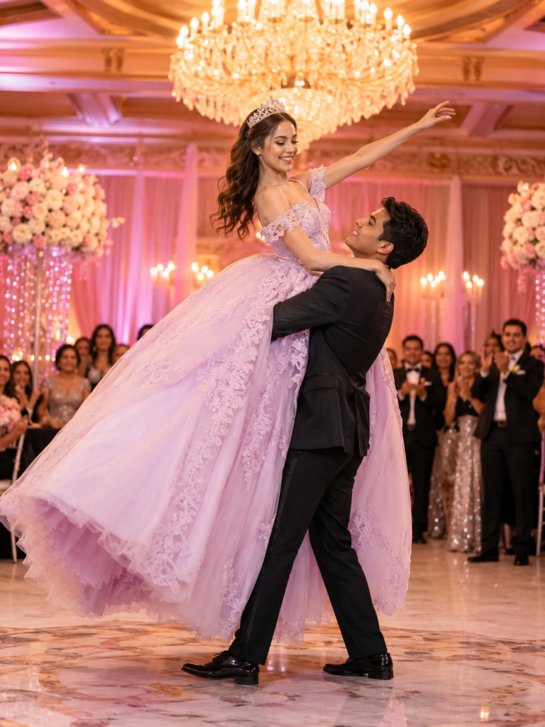 Baile de quinceañera elegante con coreografía especial